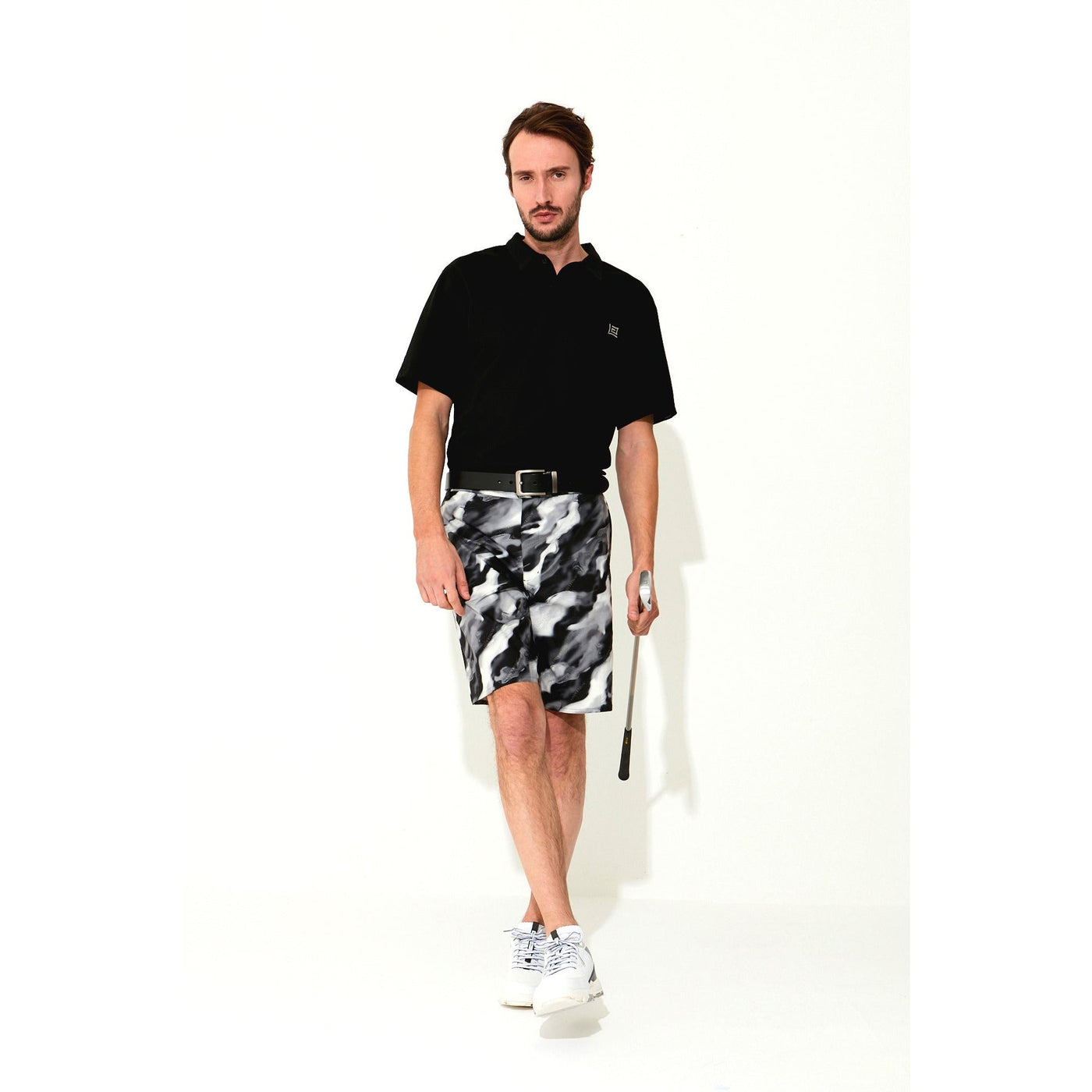 L011 Original Marble Short Pants - Black×White